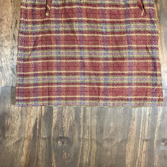 Talbots Womens Skirt Red Multicolor Tweed Plaid A-Line Side Zip Wool Blend 8 - Picture 3 of 10